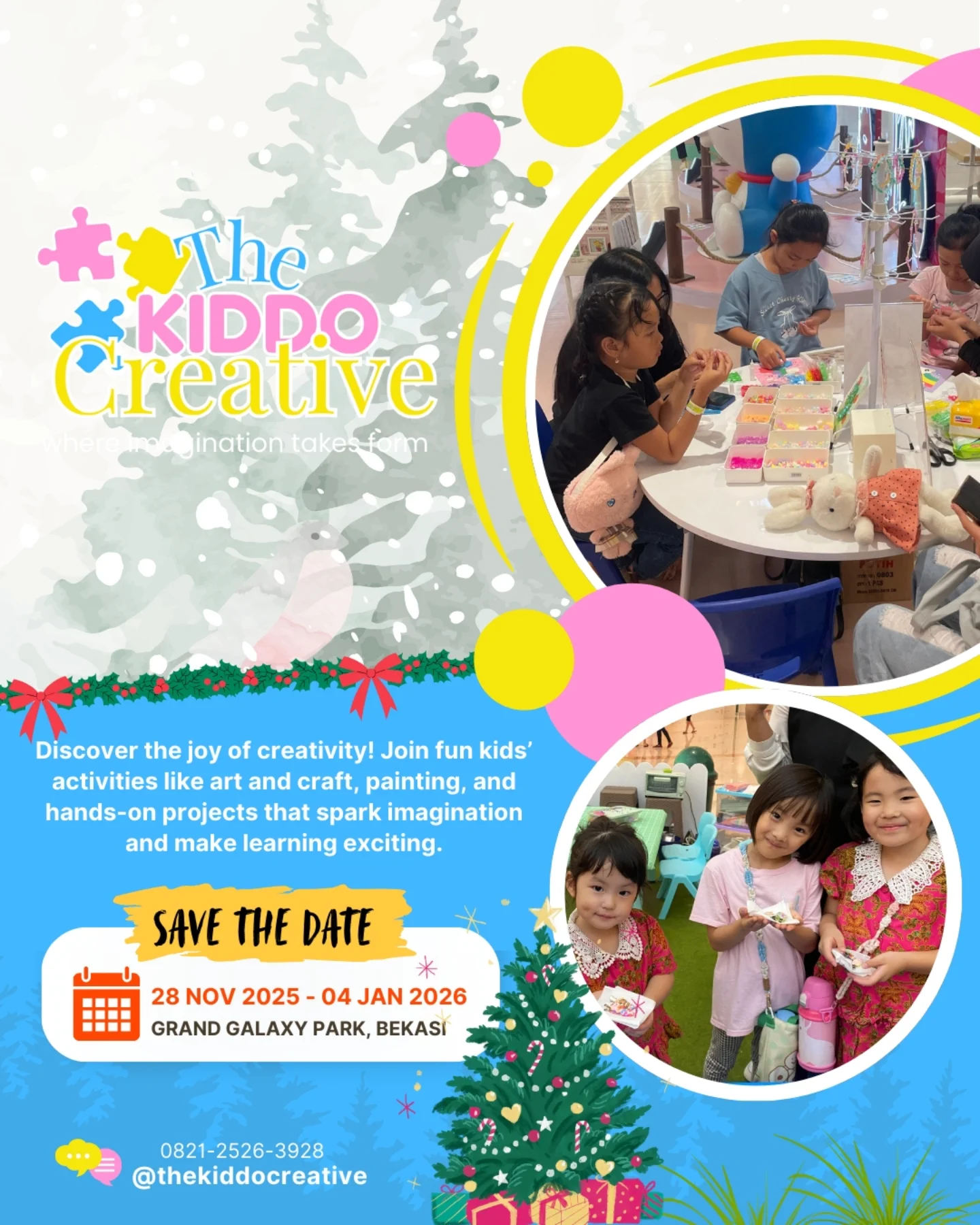 Children making colorful crafts together at The Kiddo Creative